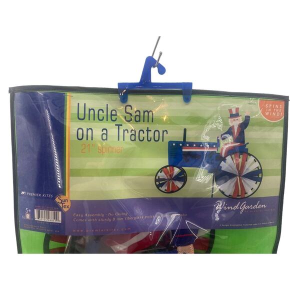 Patriotic American Flag Uncle Sam on a Tractor 21" Garden Spinner Kites Sun Tex - Picture 3 of 4